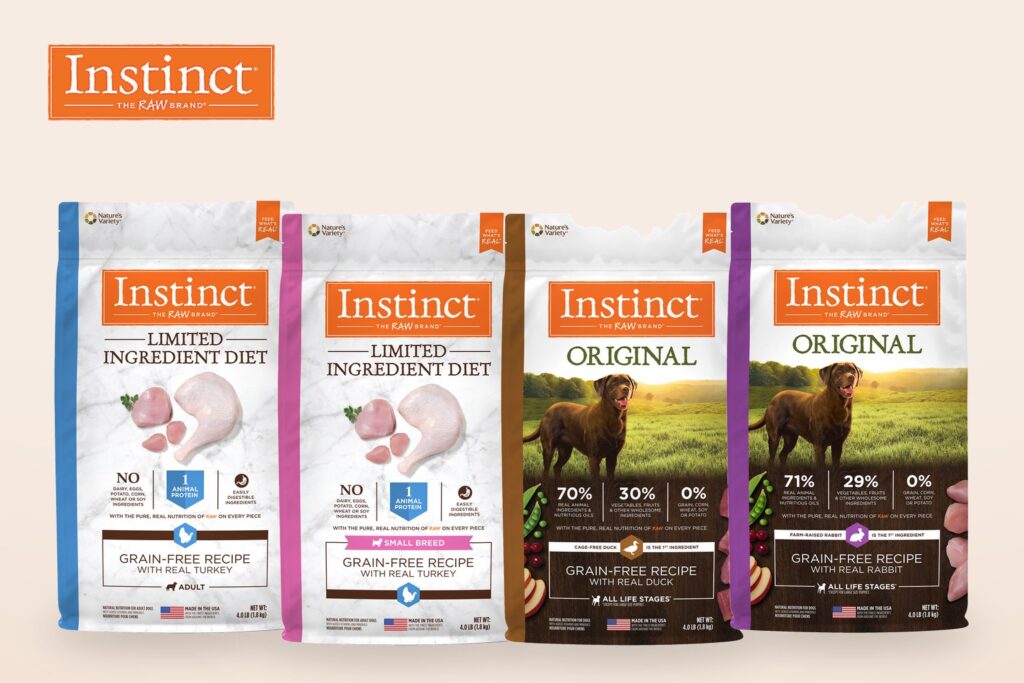 Instinct dog food packagings