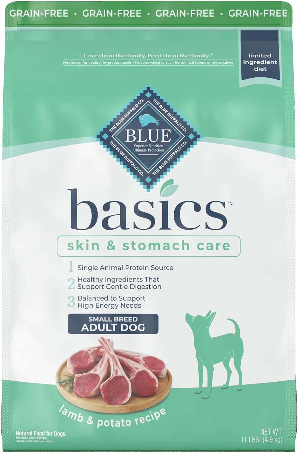 Blue Basics Limited Ingredient Diet Small Breed Adult Grain-Free Lamb and Potato Recipe Dry Dog Food – Gallery Image 1
