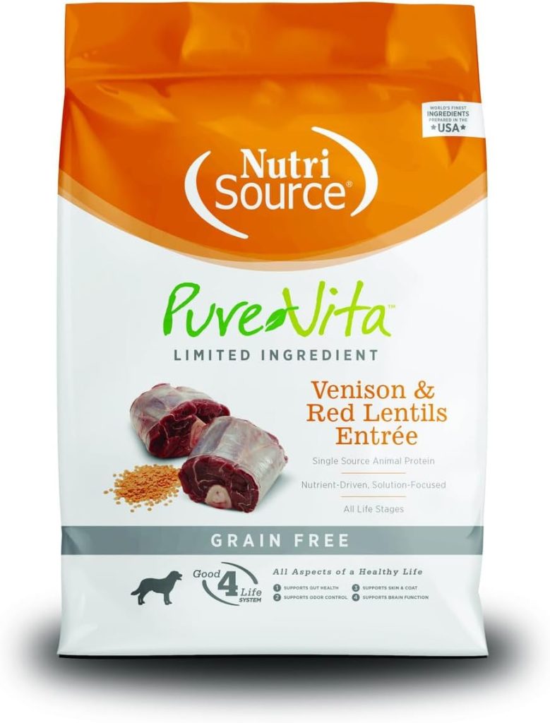 NutriSource PureVita Grain-Free Venison & Red Lentils Entree Dry Dog Food