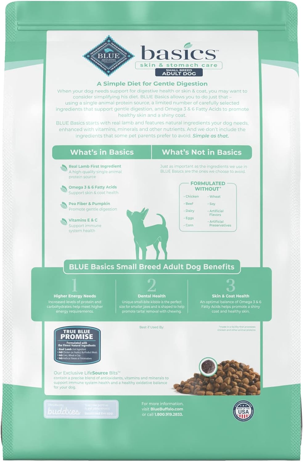 Blue Basics Limited Ingredient Diet Small Breed Adult Grain-Free Lamb and Potato Recipe Dry Dog Food – Gallery Image 3