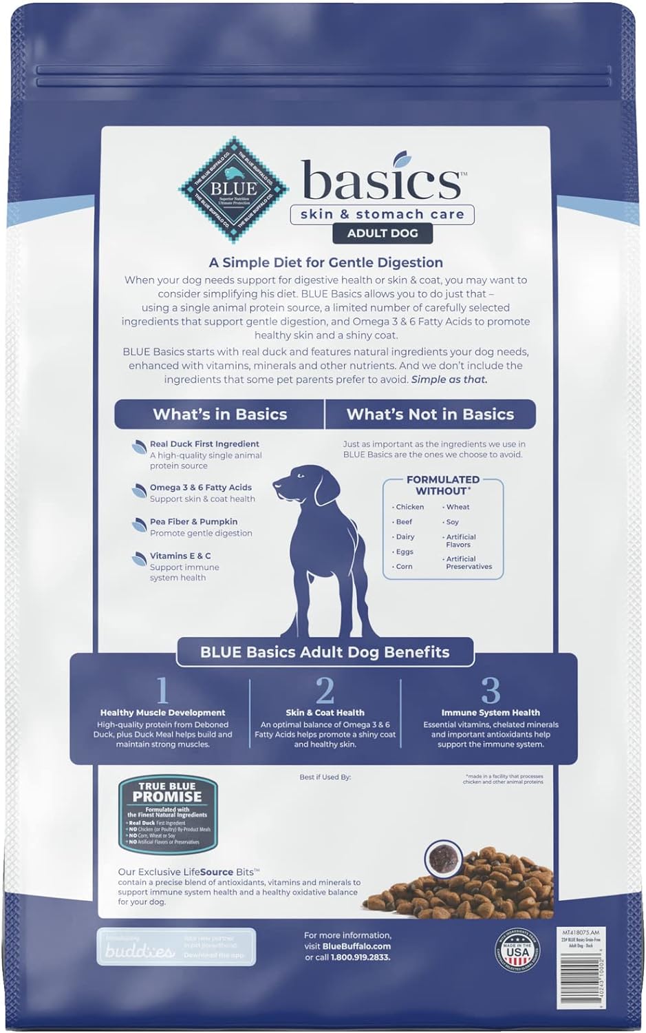 Blue Basics Limited Ingredient Diet Adult Grain-Free Duck and Potato Recipe Dry Dog Food – Gallery Image 3