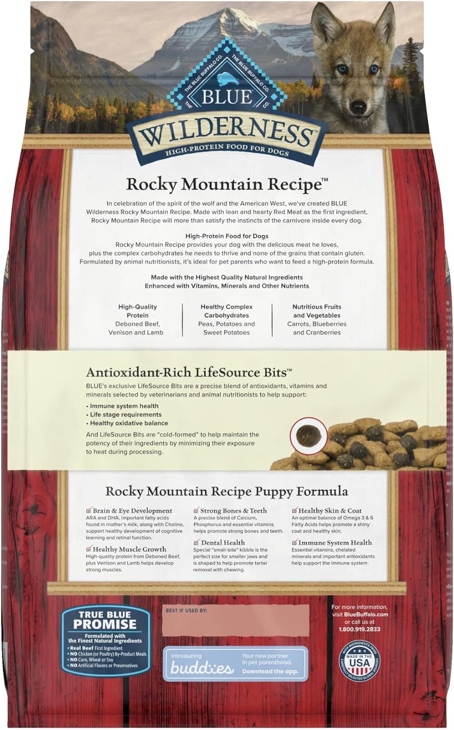 Blue Wilderness Rocky Mountain Recipe Puppy Red Meat Recipe Grain-Free Dry Dog Food – Gallery Image 3