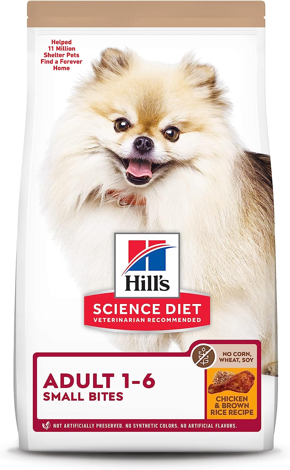 Hill’s Science Diet Adult Small Bites No Corn, Wheat, Soy Chicken & Brown Rice Recipe Dry Dog Food – Gallery Image 1