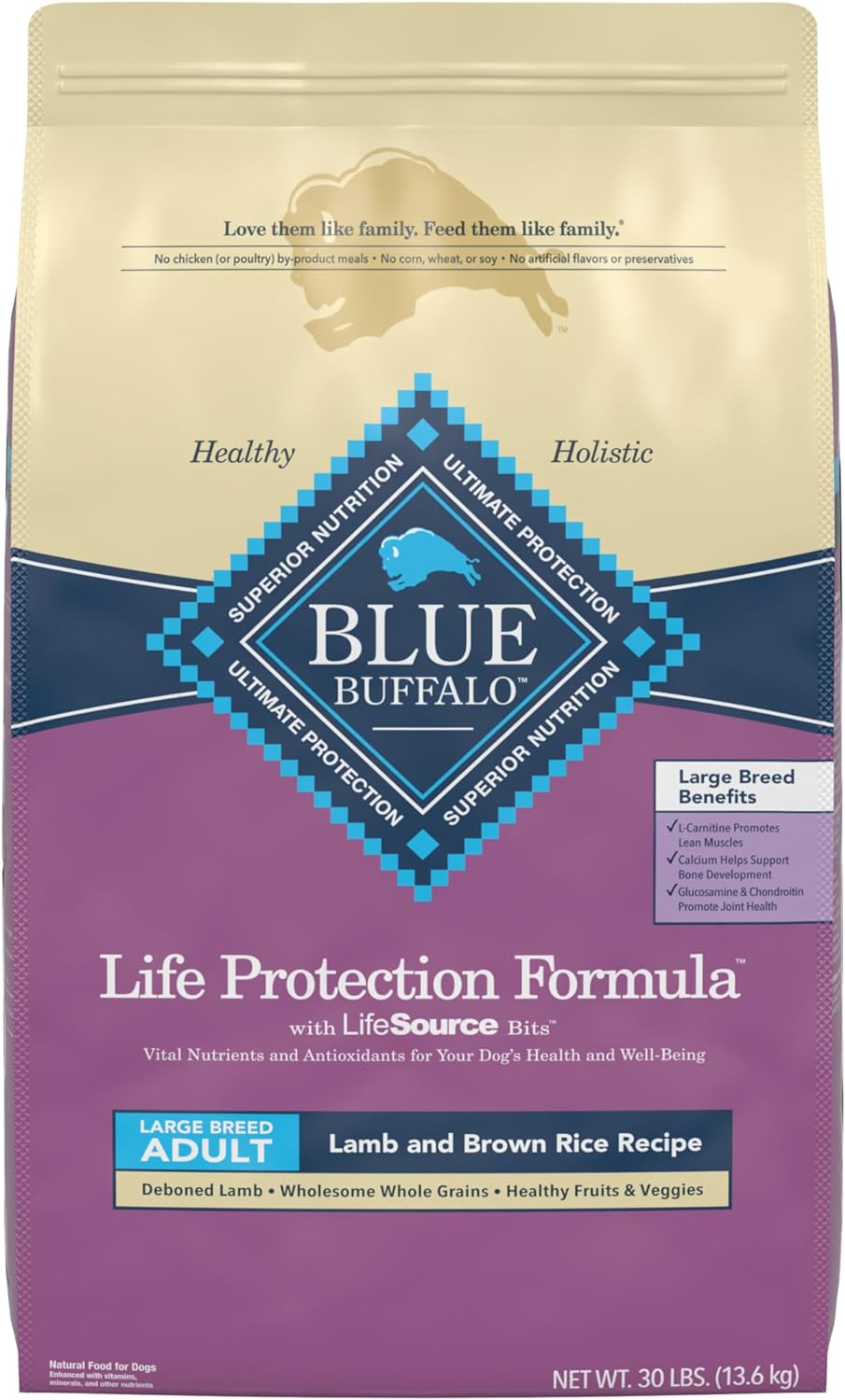 Blue Life Protection Formula Large Breed Adult Lamb and Brown Rice Recipe Dry Dog Food – Gallery Image 1