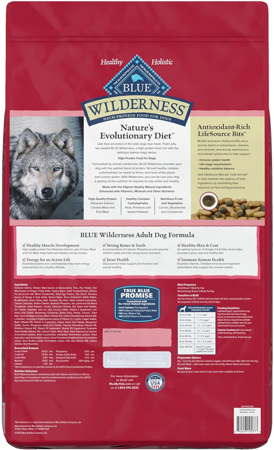 Blue Wilderness Adult Salmon Recipe Grain-Free Dry Dog Food – Gallery Image 3