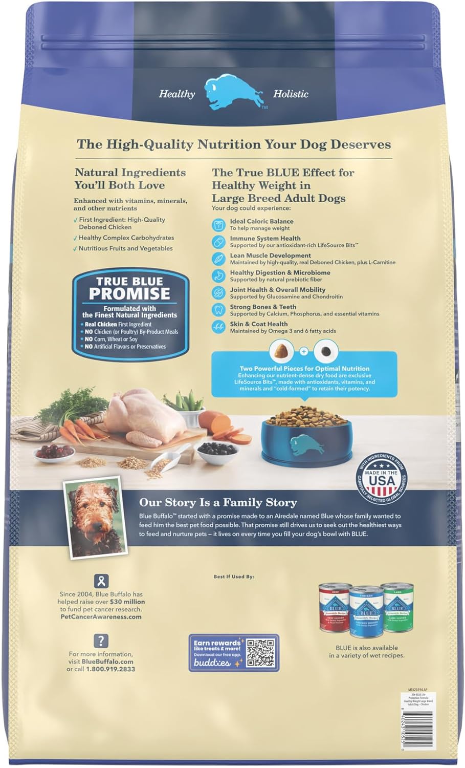 Blue Life Protection Formula Large Breed Adult Healthy Weight Chicken and Brown Rice Recipe Dry Dog Food – Gallery Image 2