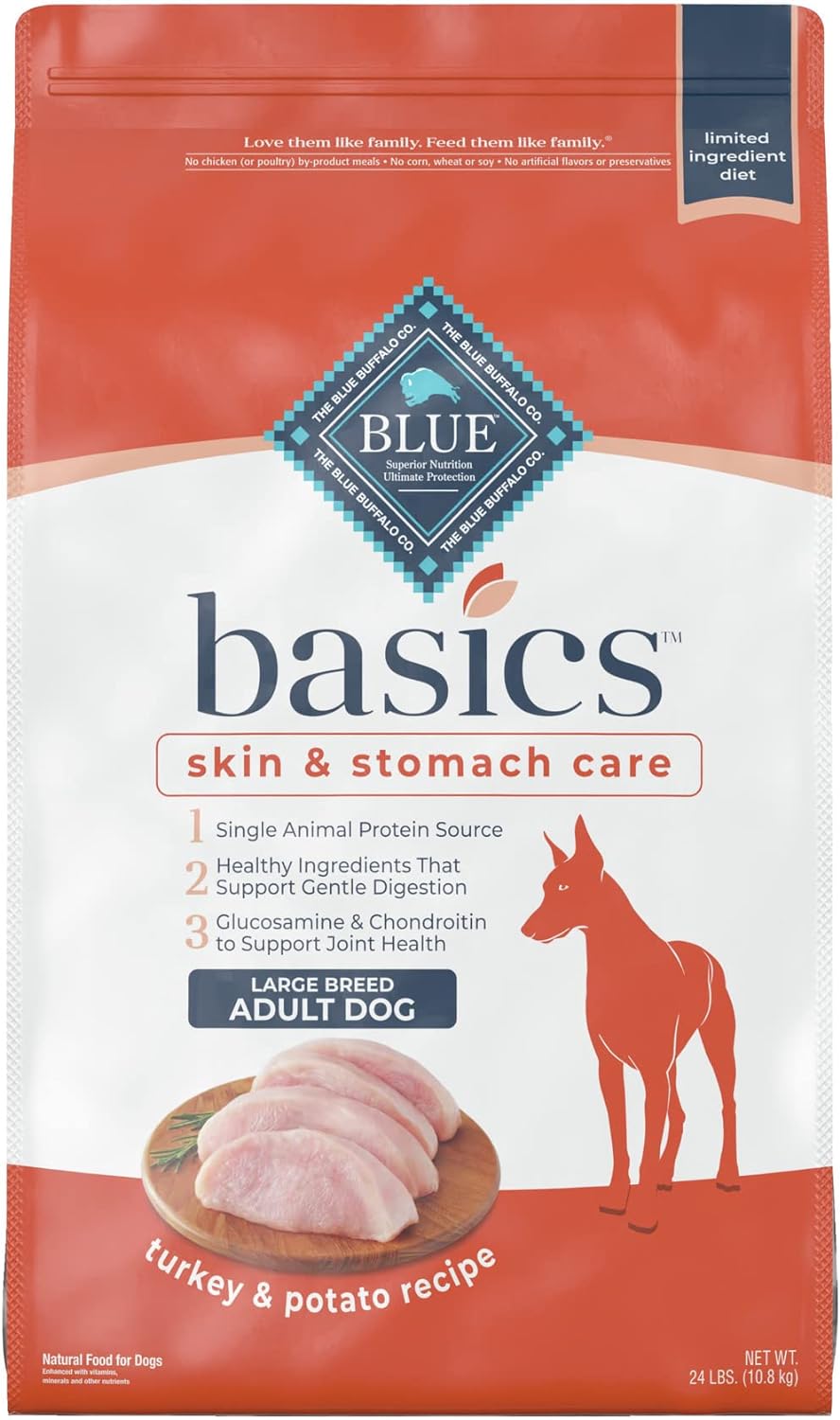 Blue Basics Limited Ingredient Diet Large Breed Adult Turkey and Potato Recipe Dry Dog Food – Gallery Image 1