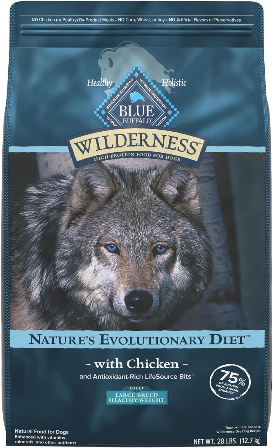 Blue Wilderness Adult Large Breed Healthy Weight Chicken Recipe Grain-Free Dry Dog Food – Gallery Image 1