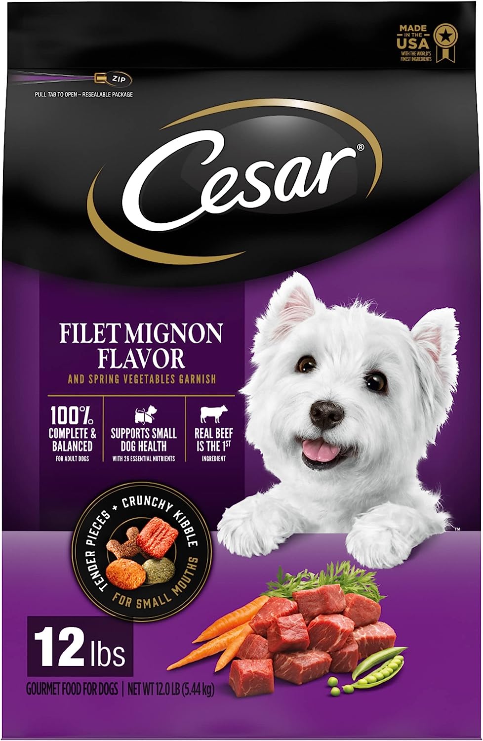 Cesar Filet Mignon Flavor & Spring Vegetables Garnish Dry Dog Food – Gallery Image 1