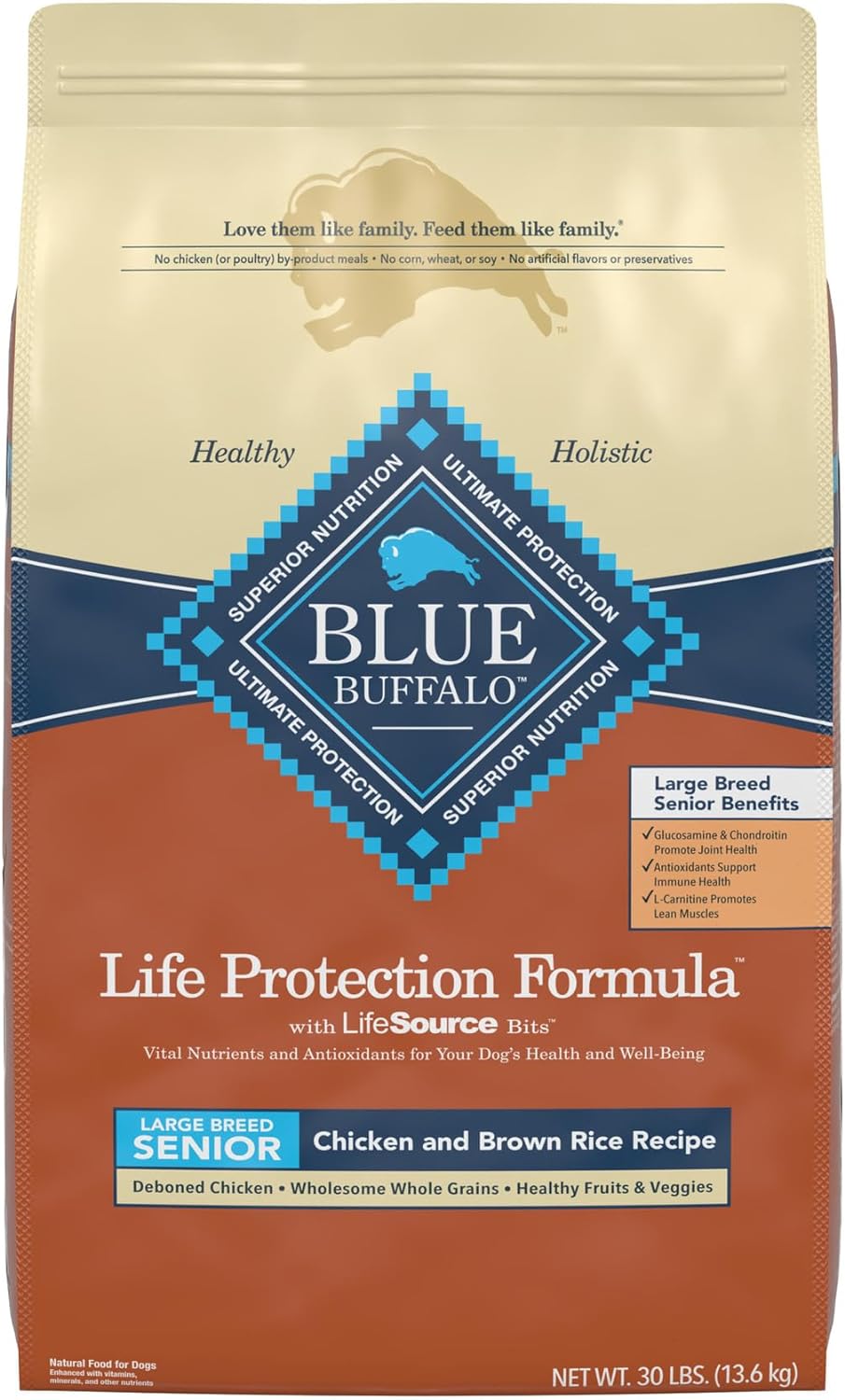 Blue Life Protection Formula Large Breed Senior Chicken and Brown Rice Recipe Dry Dog Food – Gallery Image 1