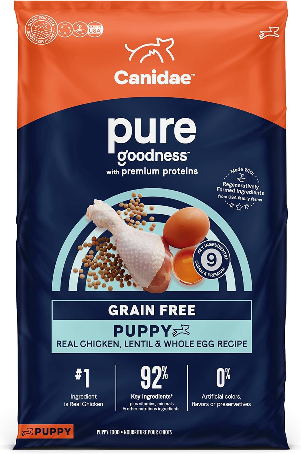Canidae Pure Grain-Free Puppy Real Chicken, Lentil & Whole Egg Recipe Dry Dog Food – Gallery Image 1