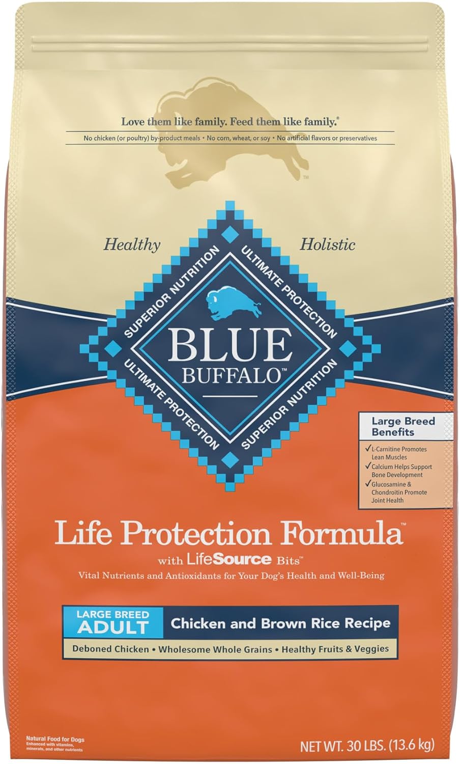 Blue Life Protection Formula Adult Large Breed Chicken and Brown Rice Recipe Dry Dog Food – Gallery Image 1