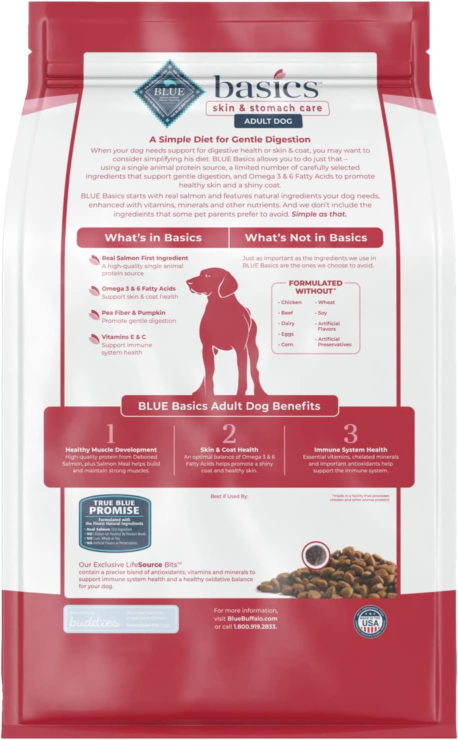Blue Basics Limited Ingredient Diet Adult Salmon and Potato Recipe Dry Dog Food – Gallery Image 3