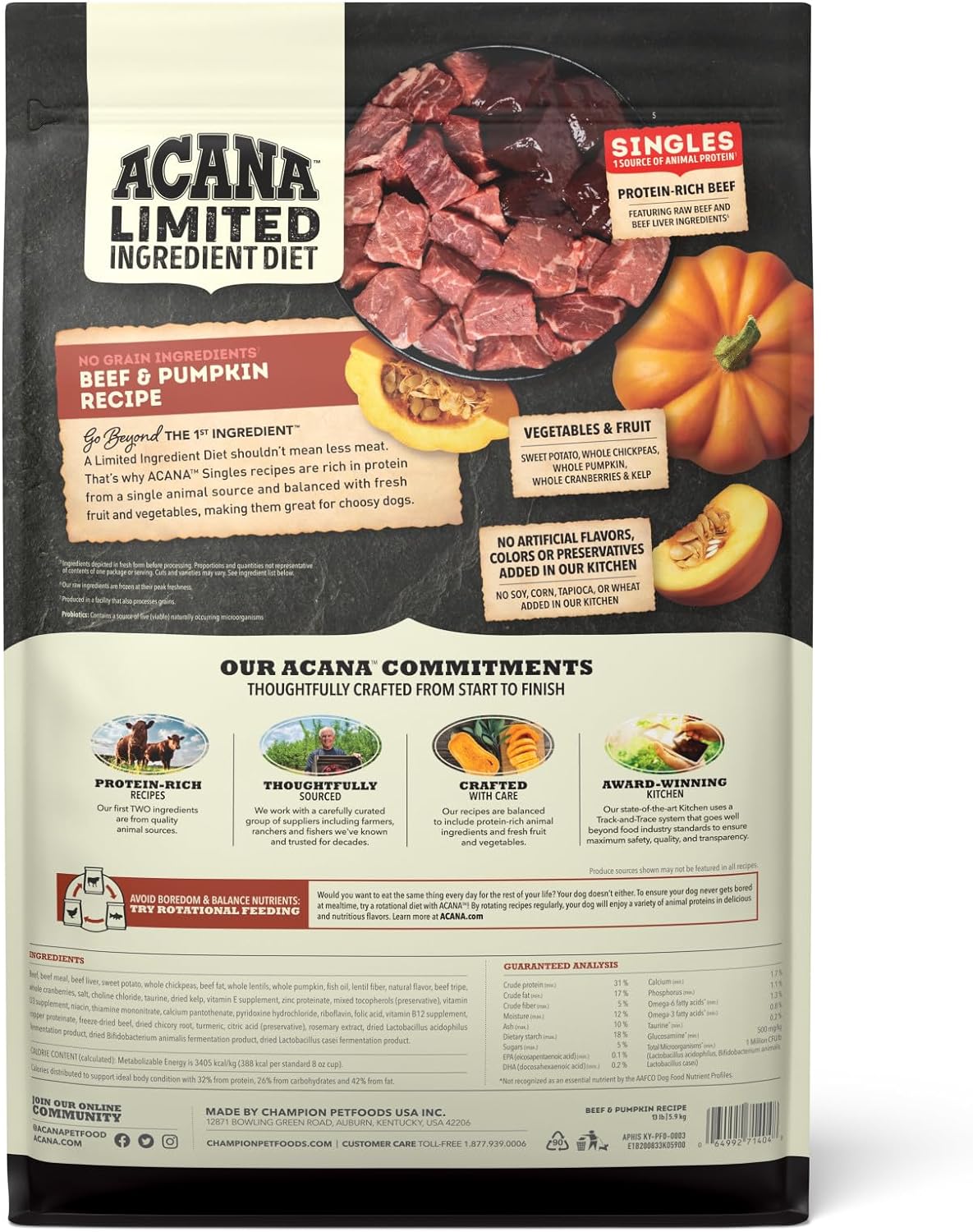 Acana Singles Limited Ingredient Diet Beef & Pumpkin Recipe Dry Dog Food – Gallery Image 2
