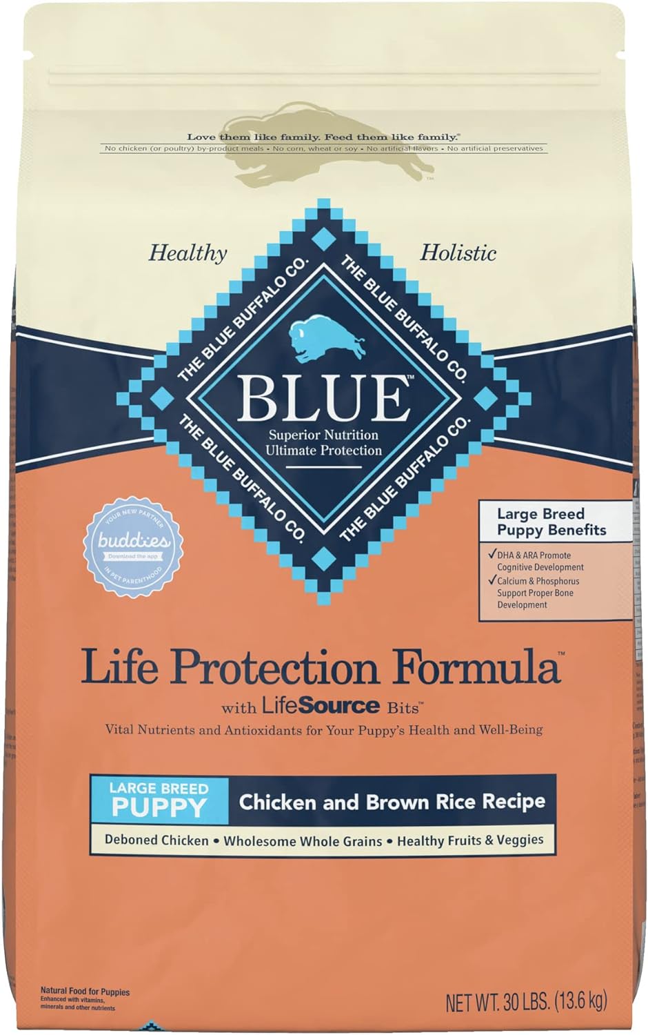 Blue Life Protection Formula Puppy Large Breed Chicken and Brown Rice Recipe Dry Dog Food – Gallery Image 1