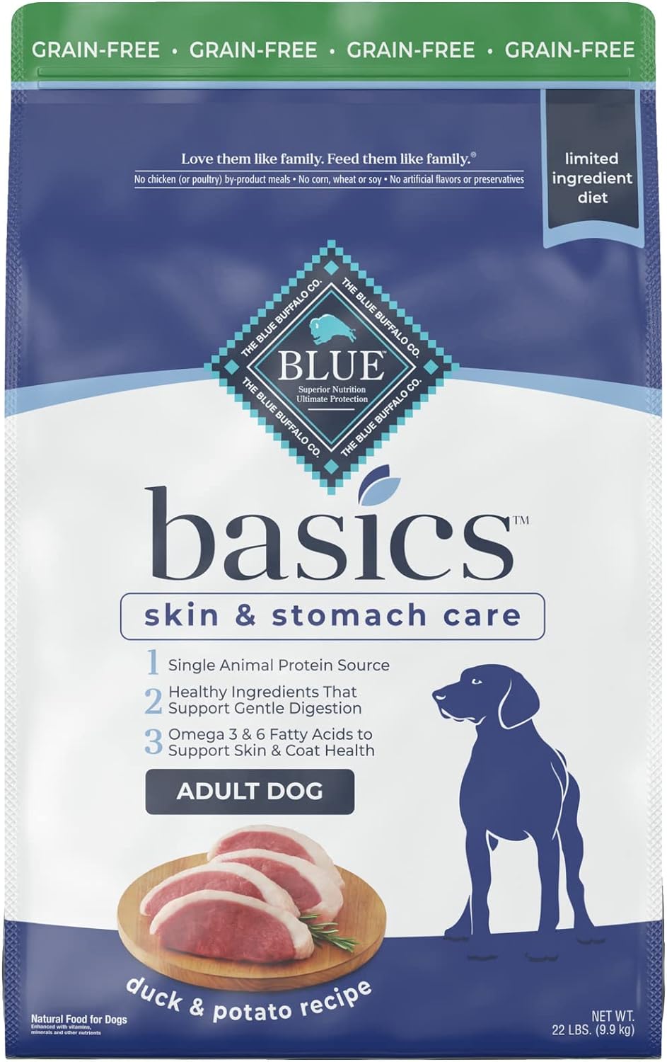 Blue Basics Limited Ingredient Diet Adult Grain-Free Duck and Potato Recipe Dry Dog Food – Gallery Image 1