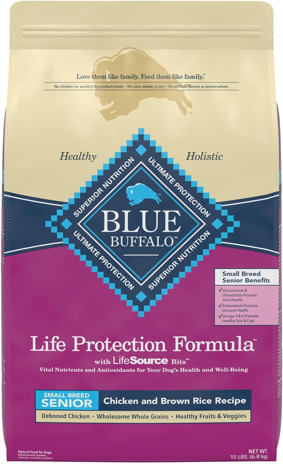 Blue Life Protection Formula Small Breed Senior Chicken and Brown Rice Recipe Dry Dog Food – Gallery Image 1