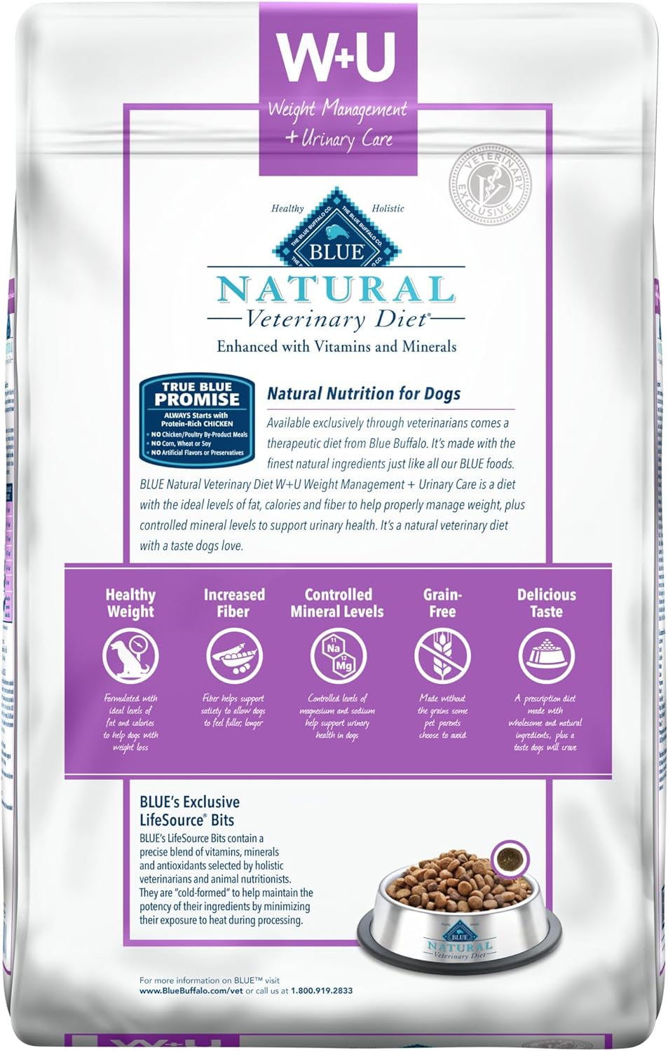 Blue Natural Veterinary Diet W+U Weight Management + Urinary Care Dry Dog Food – Gallery Image 2