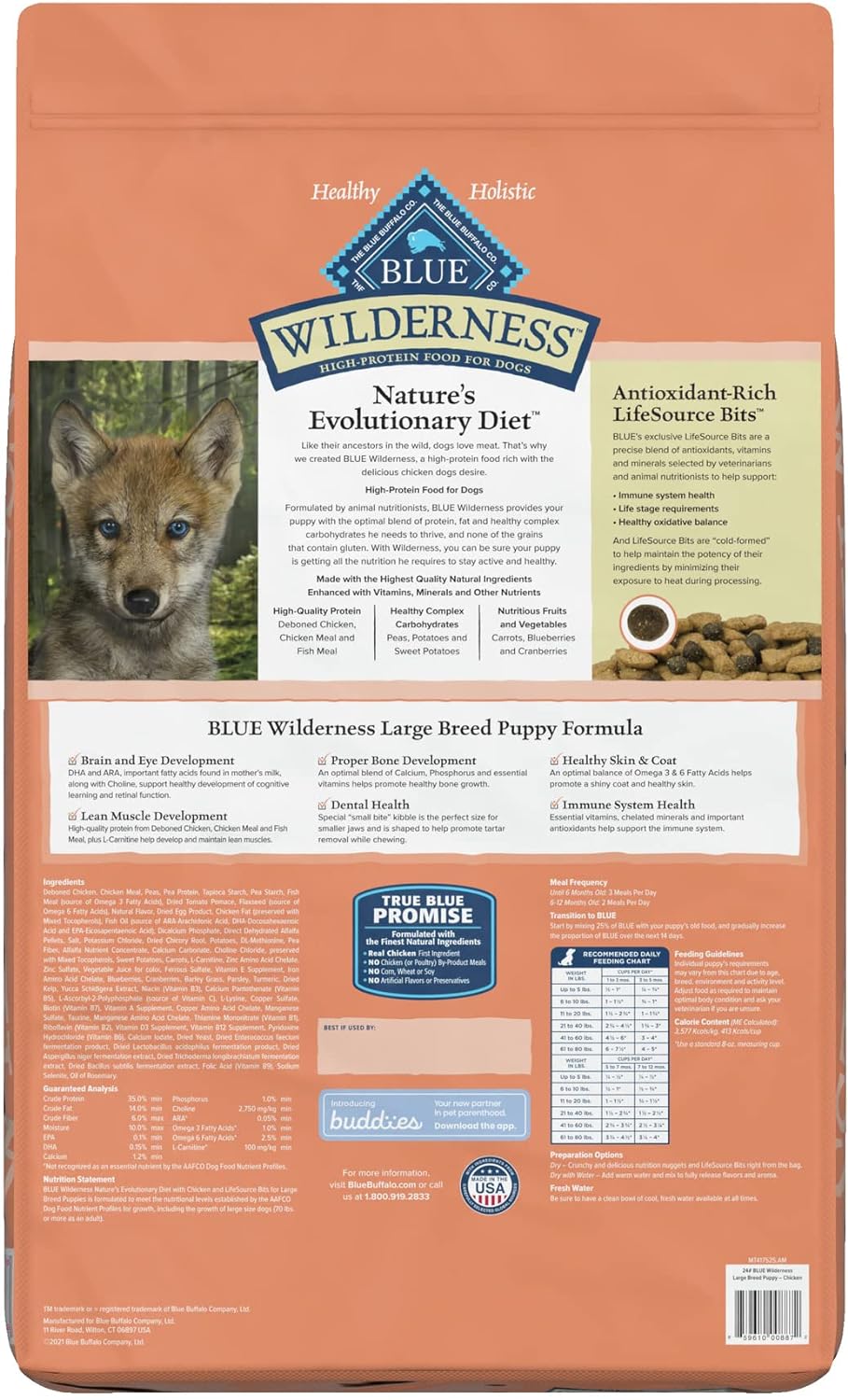 Blue Wilderness Large Breed Puppy Chicken Recipe Grain-Free Dry Dog Food – Gallery Image 3