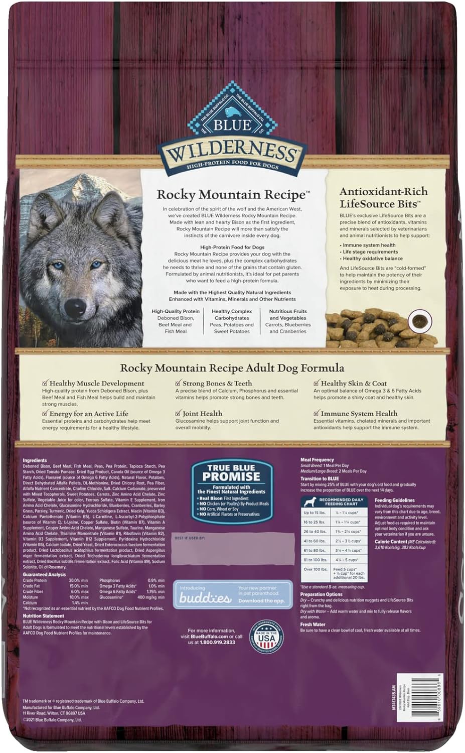 Blue Wilderness Rocky Mountain Recipe Adult Bison Grain-Free Dry Dog Food – Gallery Image 3