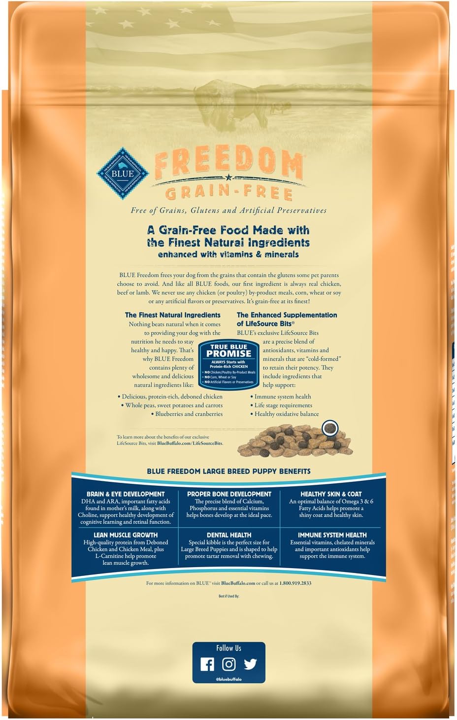 Blue Freedom Large Breed Puppy Grain-Free Chicken Recipe Dry Dog Food – Gallery Image 2