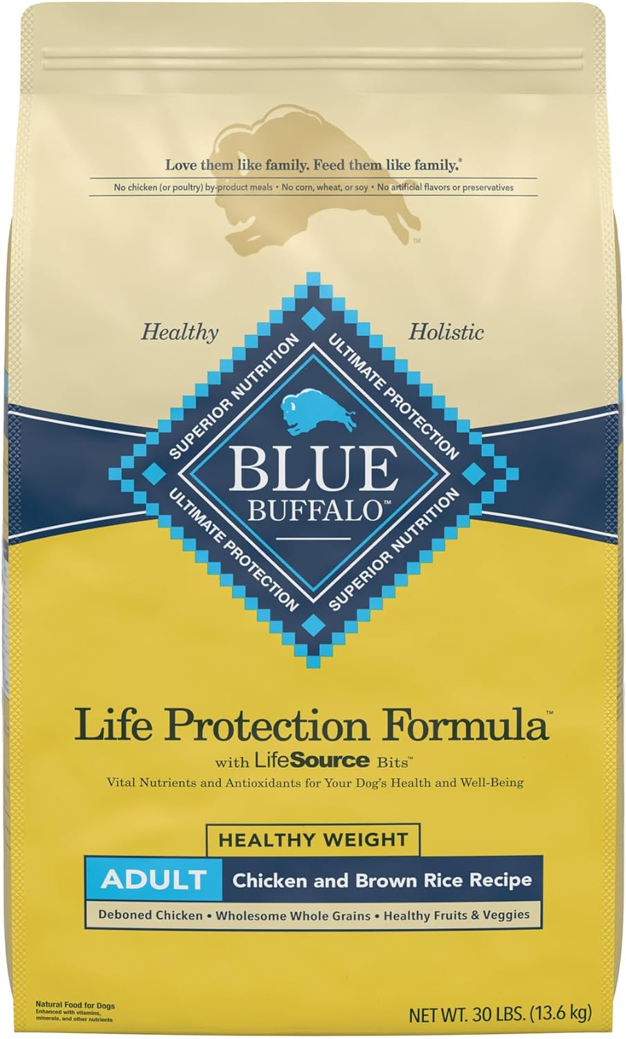 Blue Life Protection Formula Adult Healthy Weight Chicken and Brown Rice Recipe Dry Dog Food – Gallery Image 1