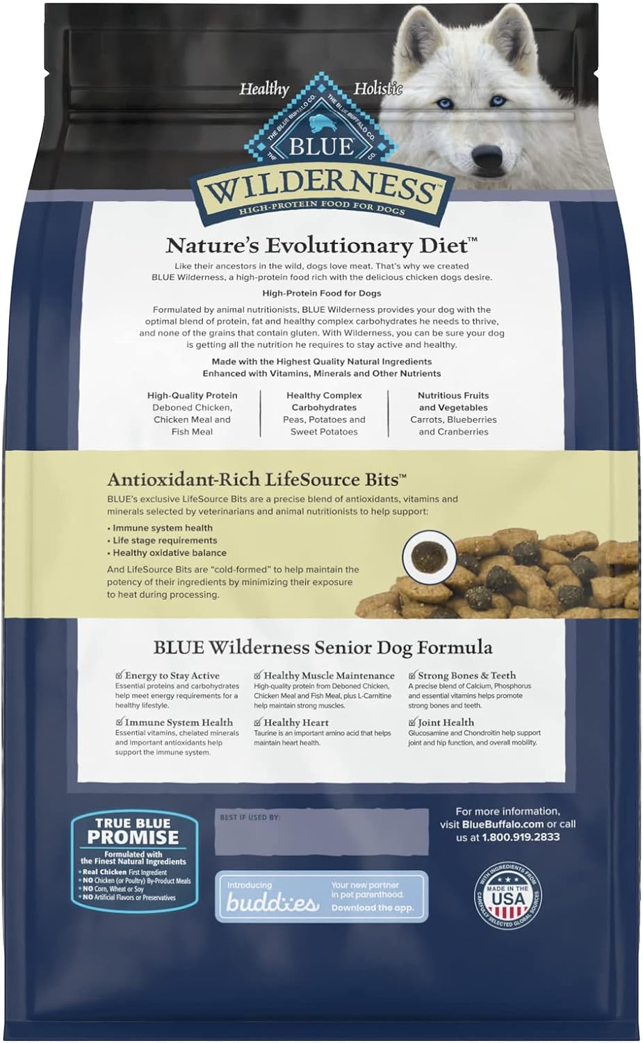 Blue Wilderness Senior Chicken Recipe Grain-Free Dry Dog Food – Gallery Image 3