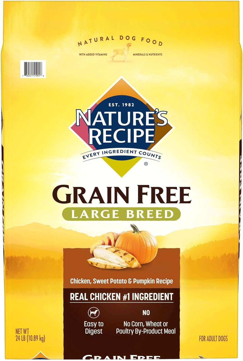 Nature’s Recipe Large Breed Grain-Free Easy to Digest Chicken, Sweet Potato, & Pumpkin Recipe Dry Dog Food – Gallery Image 1