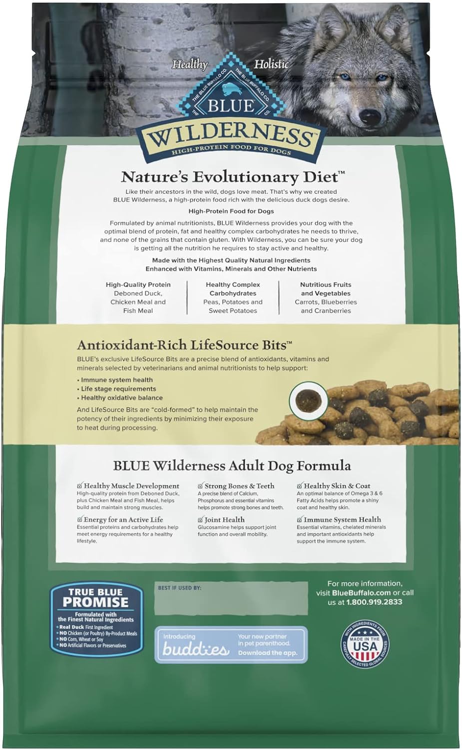 Blue Wilderness Adult Duck Recipe Grain-Free Dry Dog Food – Gallery Image 3