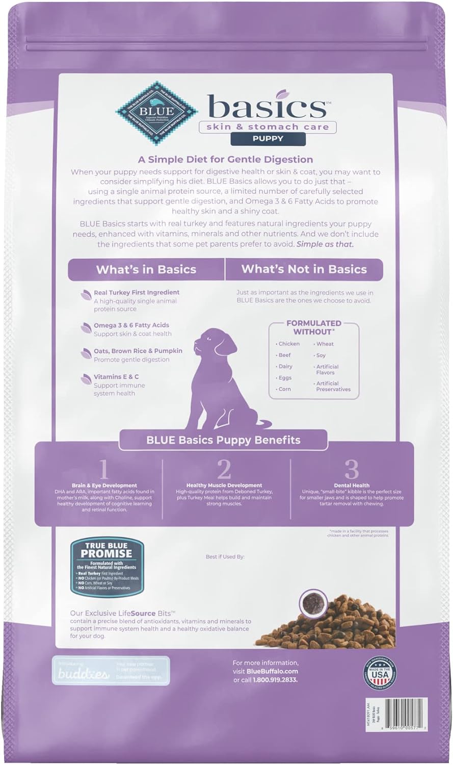 Blue Basics Limited Ingredient Diet Puppy Turkey and Potato Recipe Dry Dog Food – Gallery Image 3