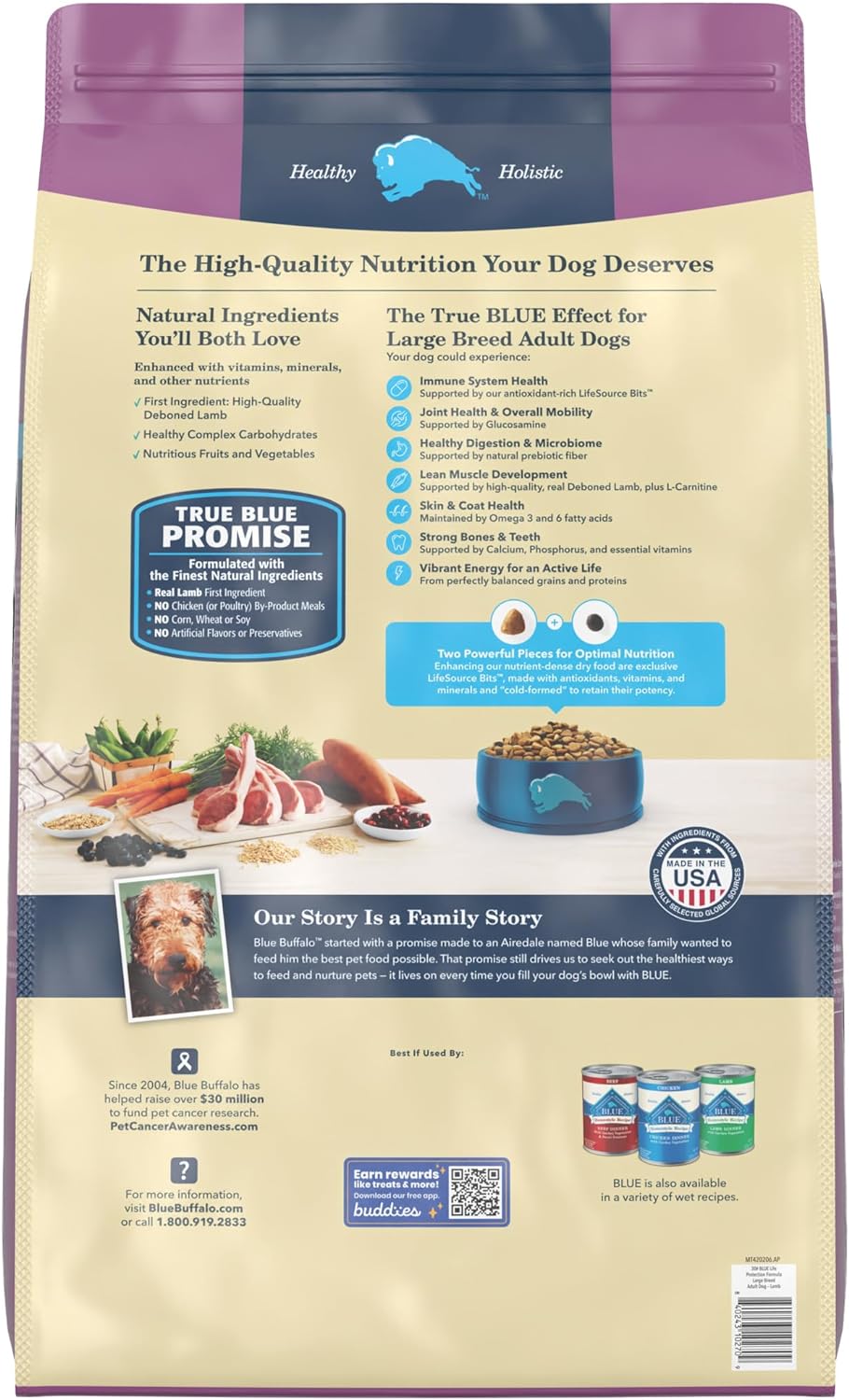 Blue Life Protection Formula Large Breed Adult Lamb and Brown Rice Recipe Dry Dog Food – Gallery Image 2
