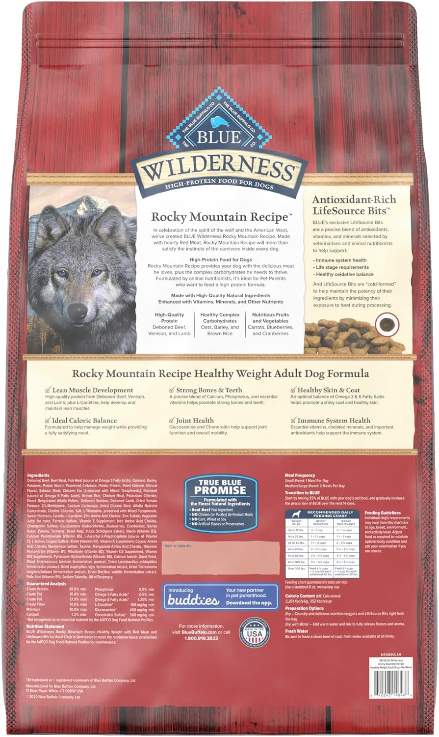 Blue Wilderness Rocky Mountain Recipe Adult Healthy Weight Red Meat Grain-Free Dry Dog Food – Gallery Image 2
