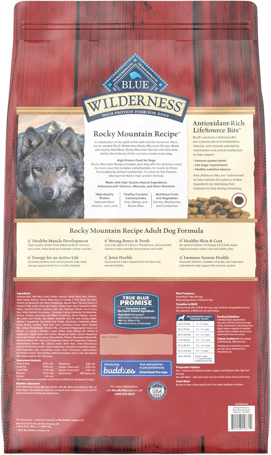Blue Wilderness Rocky Mountain Recipe Adult Red Meat Grain-Free Dry Dog Food – Gallery Image 2