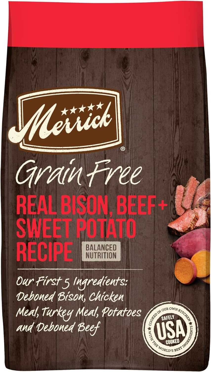 Merrick Grain-Free Real Bison, Beef + Sweet Potato Recipe Dry Dog Food – Gallery Image 1