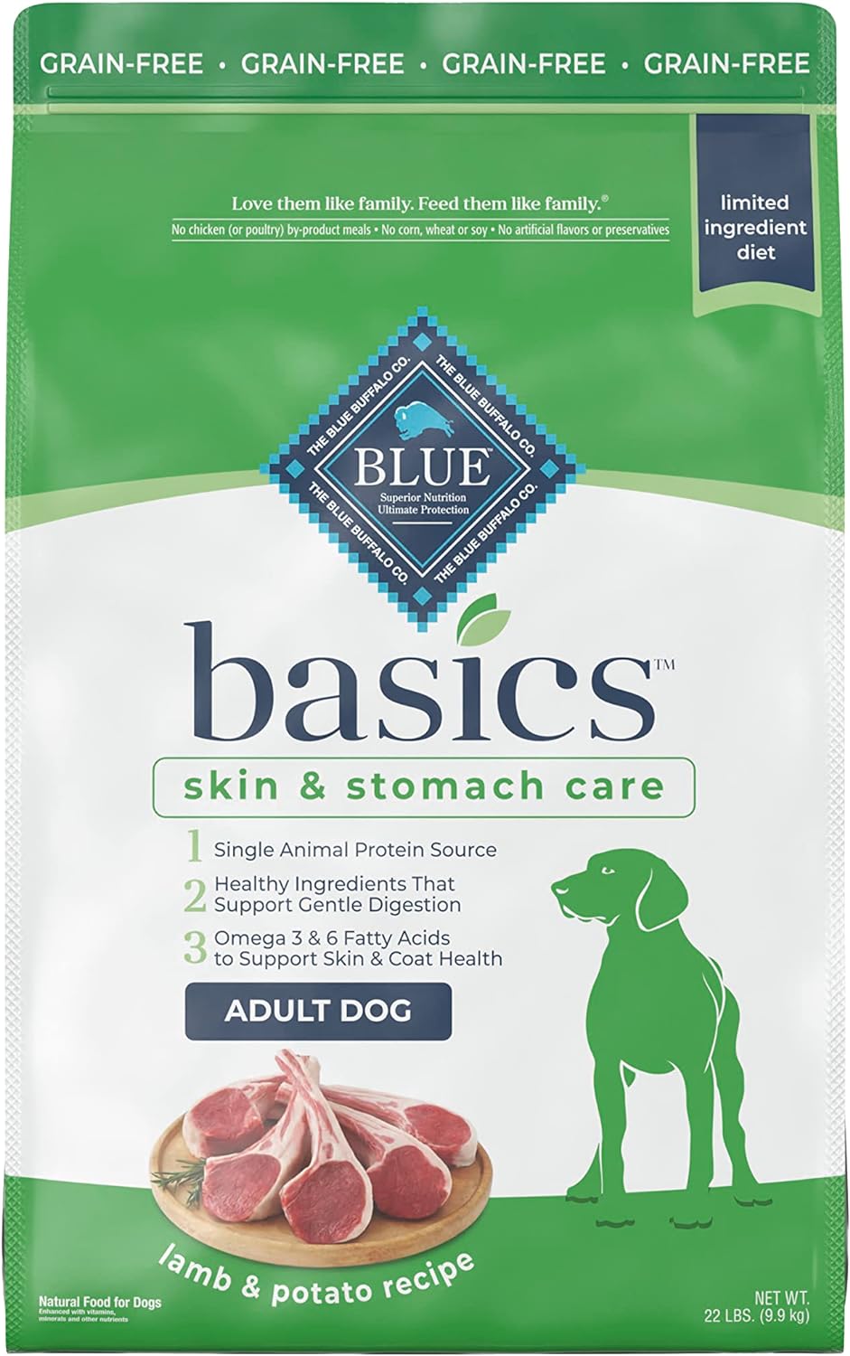 Blue Basics Limited Ingredient Diet Adult Grain-Free Lamb and Potato Recipe Dry Dog Food – Gallery Image 1