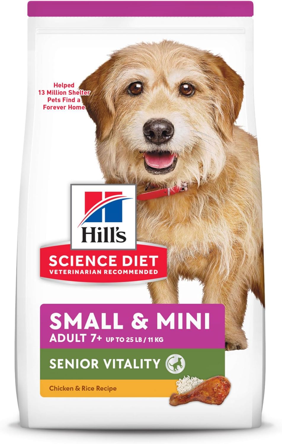 Hill’s Science Diet Adult 7+ Senior Vitality Small & Mini Chicken & Rice Recipe Dry Dog Food – Gallery Image 1
