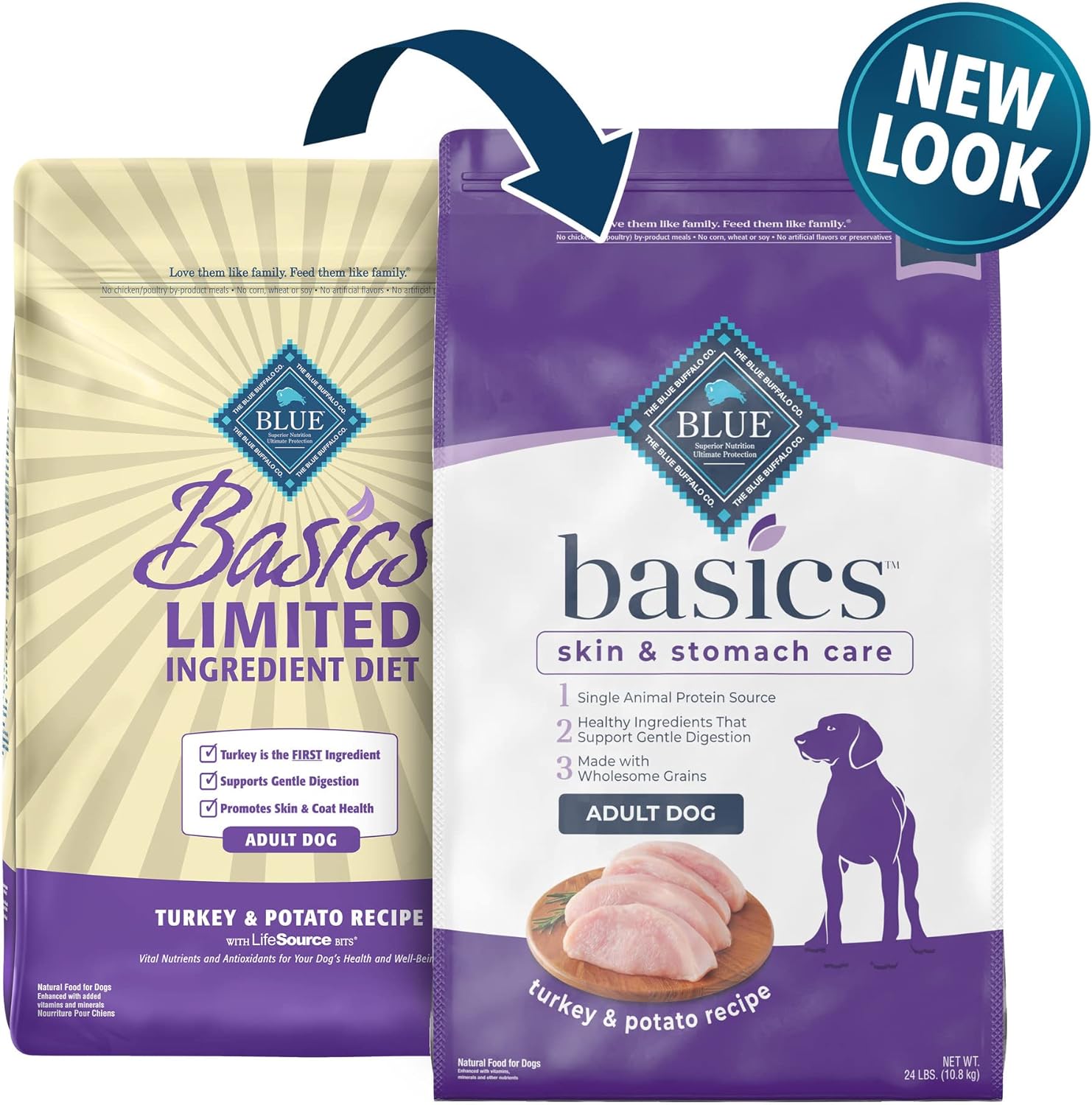Blue Basics Limited Ingredient Diet Senior Turkey and Potato Recipe Dry Dog Food – Gallery Image 2