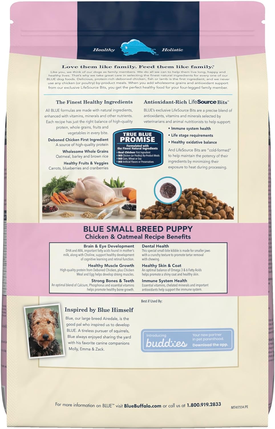 Blue Life Protection Formula Small Breed Puppy Chicken and Oatmeal Recipe Dry Dog Food – Gallery Image 2