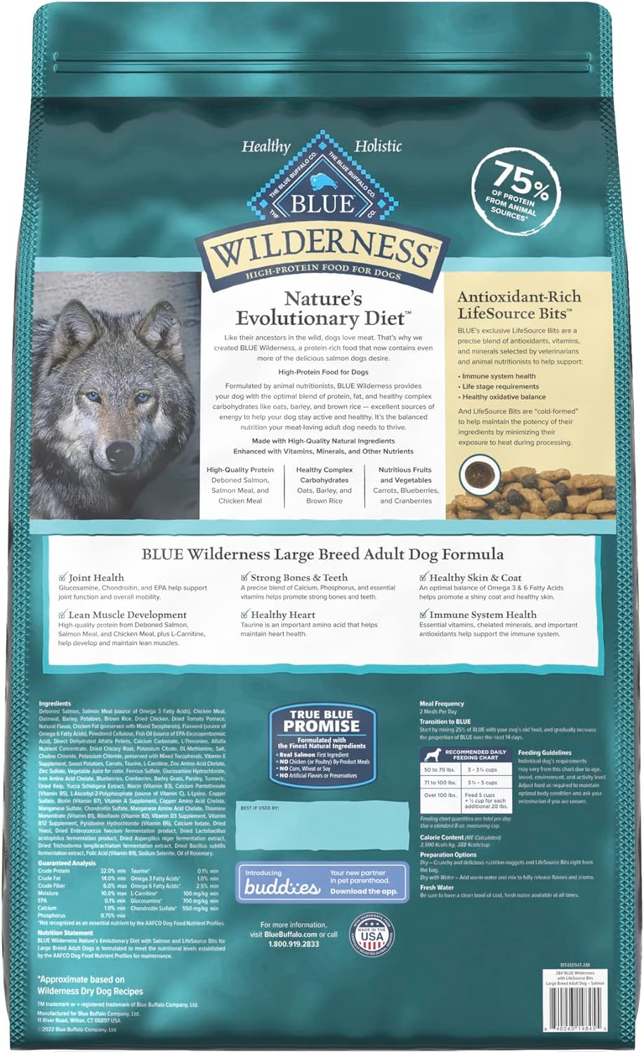 Blue Wilderness Large Breed Adult Salmon Recipe Grain-Free Dry Dog Food – Gallery Image 2