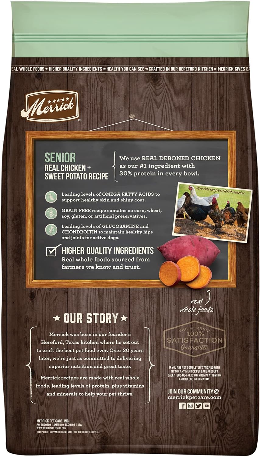 Merrick Grain-Free Senior Real Chicken + Sweet Potato Recipe Dry Dog Food – Gallery Image 5