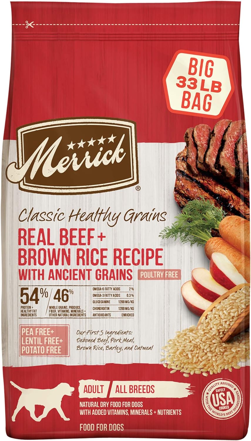 Merrick Classic Healthy Grains Real Beef + Brown Rice Recipe with Ancient Grains Dry Dog Food – Gallery Image 1