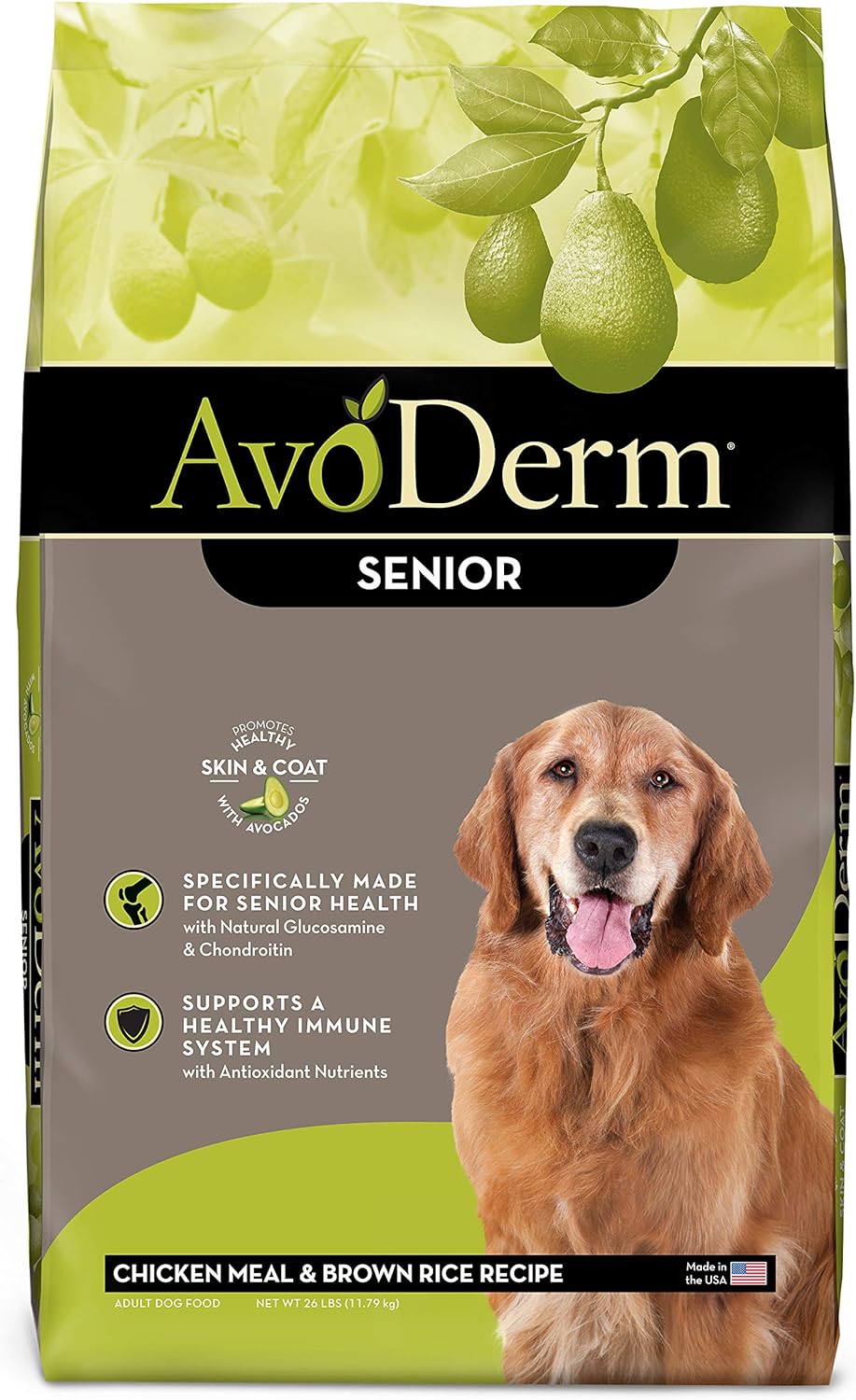 AvoDerm Natural Senior Chicken Meal & Brown Rice Formula Dry Dog Food – Gallery Image 1