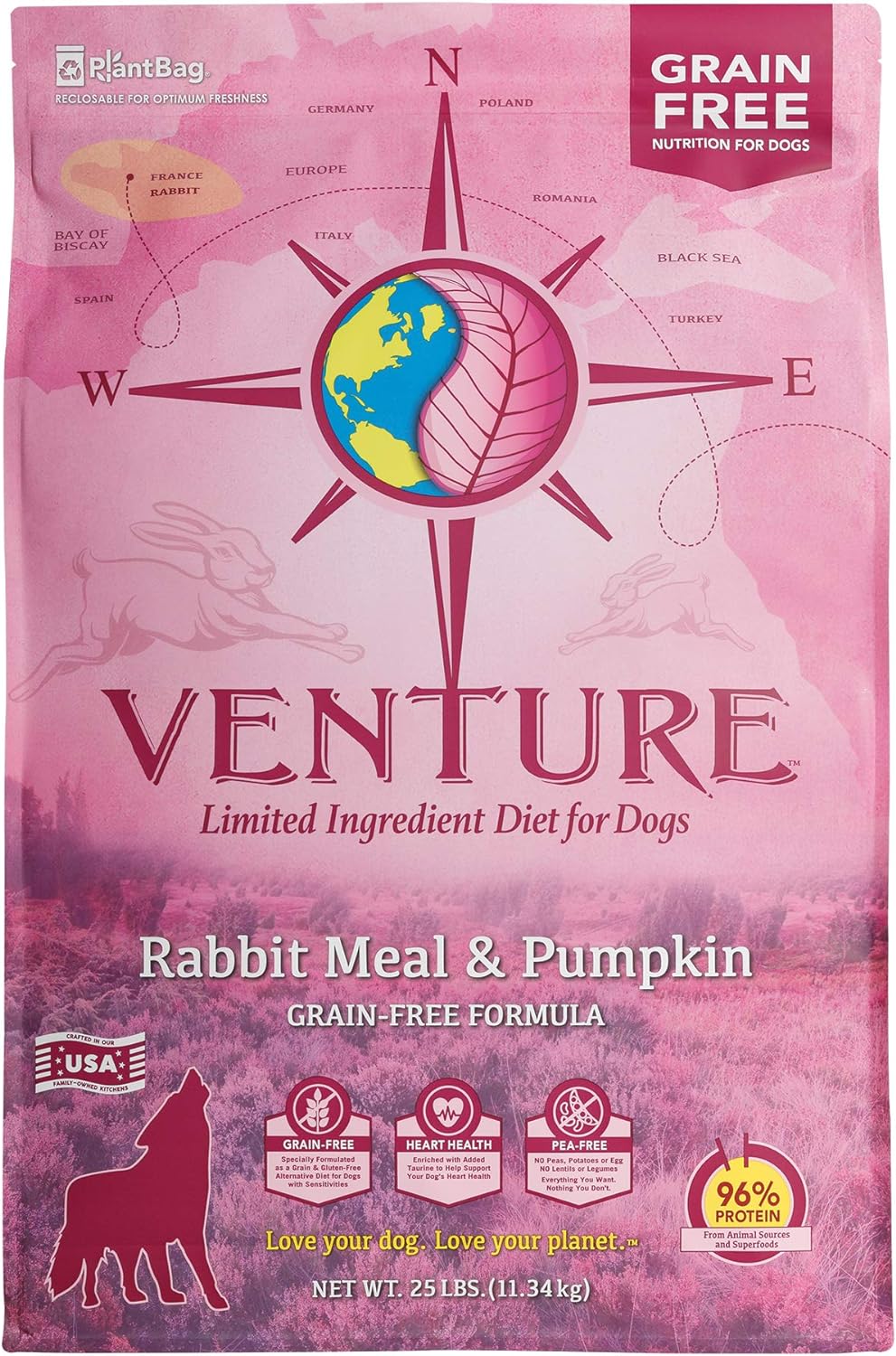Earthborn Holistic Venture Limited Ingredient Grain-Free Rabbit Meal & Pumpkin Dry Dog Food – Gallery Image 1