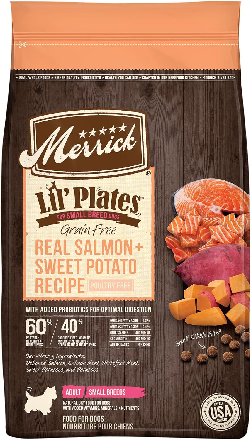 Merrick Lil’ Plates Grain-Free Real Salmon + Sweet Potatoes Recipe Dry Dog Food – Gallery Image 1