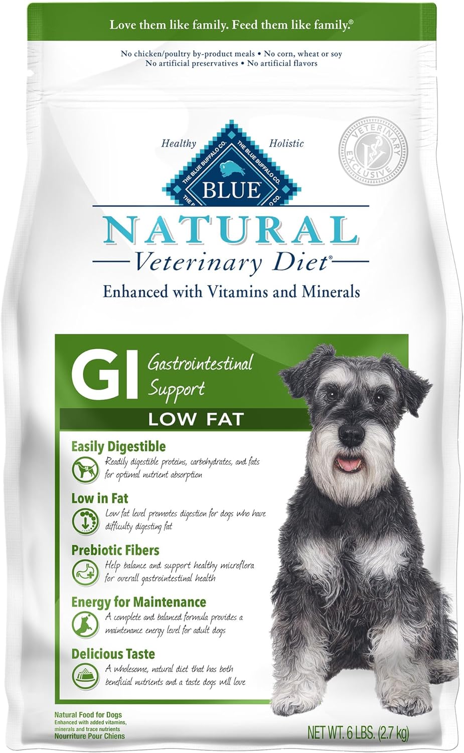 Blue Natural Veterinary Diet GI Gastrointestinal Support Low Fat Dry Dog Food – Gallery Image 1