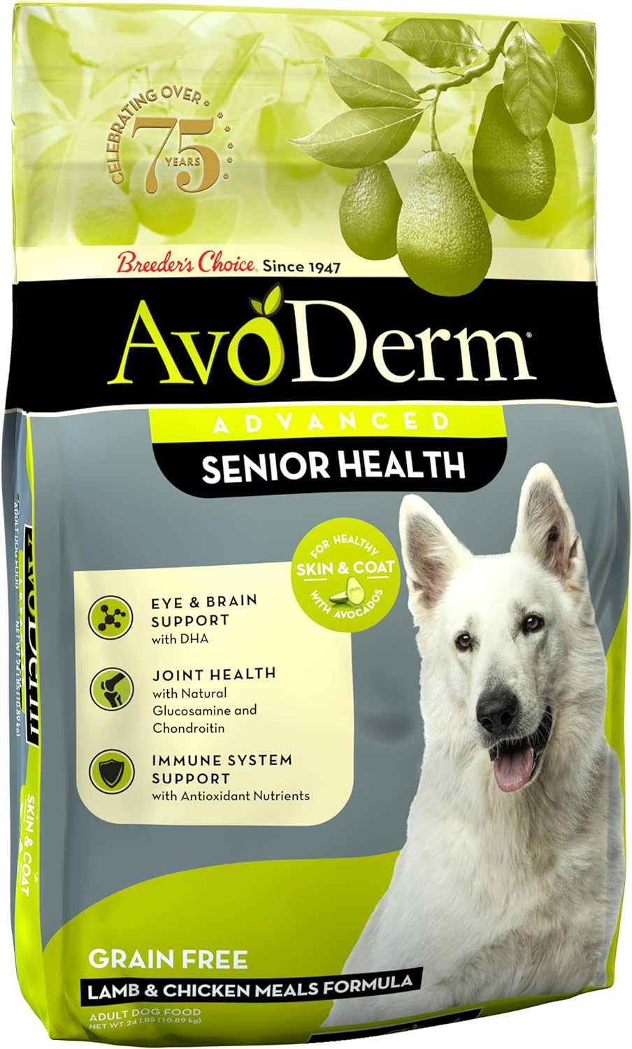 AvoDerm Natural Advanced Senior Health+ Grain-Free Lamb & Chicken Meal Formula Dry Dog Food – Gallery Image 1