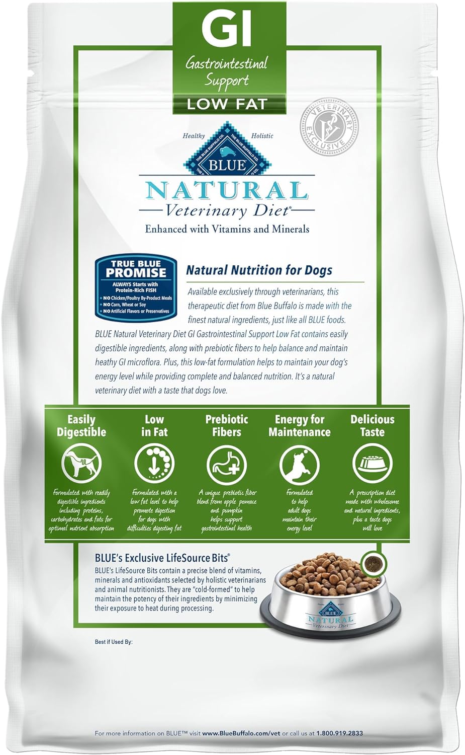 Blue Natural Veterinary Diet GI Gastrointestinal Support Low Fat Dry Dog Food – Gallery Image 8