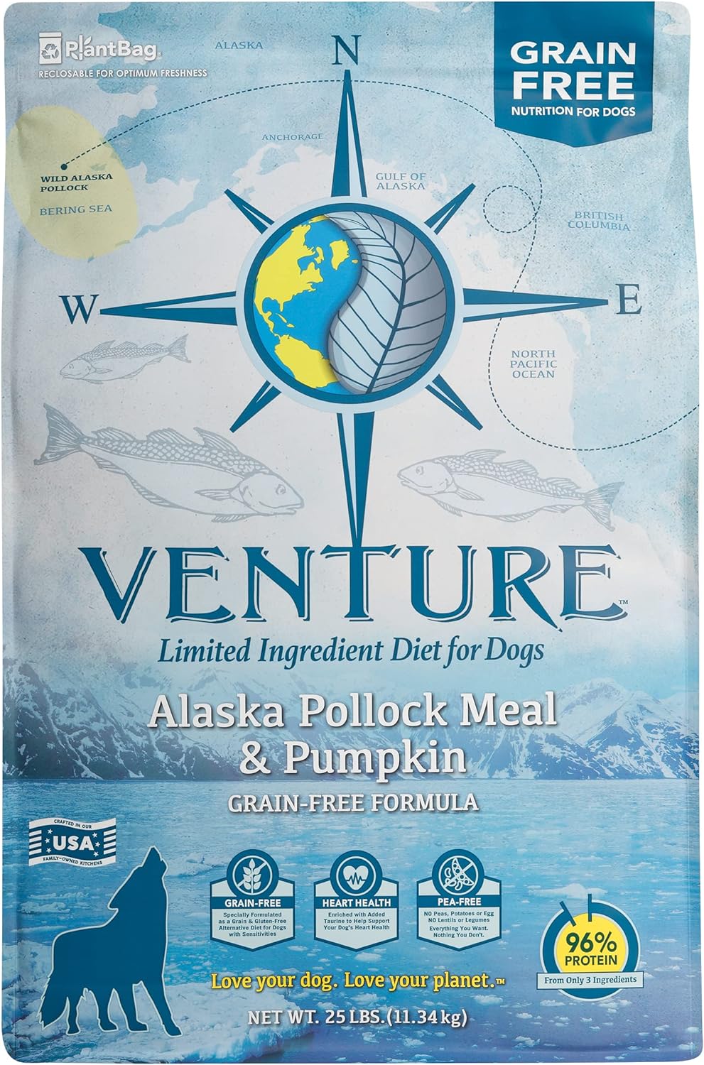 Earthborn Holistic Venture Limited Ingredient Grain-Free Alaska Pollock Meal & Pumpkin Dry Dog Food – Gallery Image 1