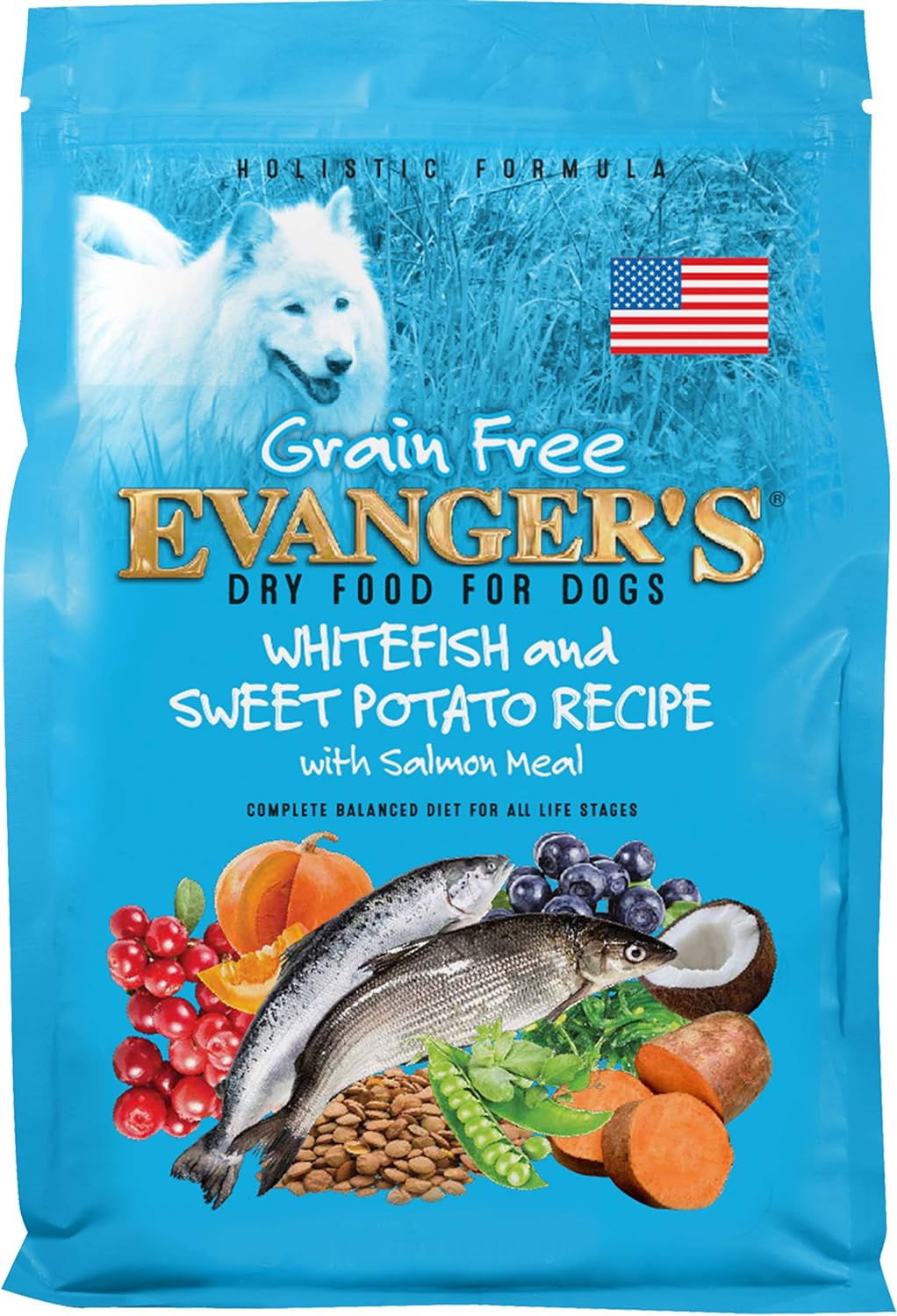 Evanger’s Grain-Free Whitefish and Sweet Potato Recipe with Salmon Meal Dry Dog Food – Gallery Image 1