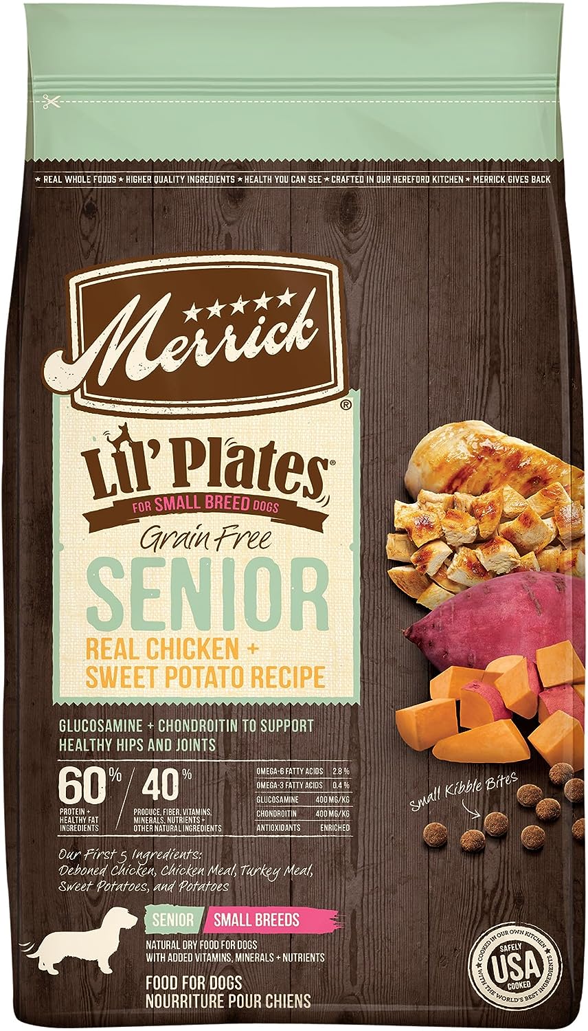 Merrick Lil’ Plates Grain-Free Senior Real Chicken + Sweet Potato Recipe Dry Dog Food – Gallery Image 1